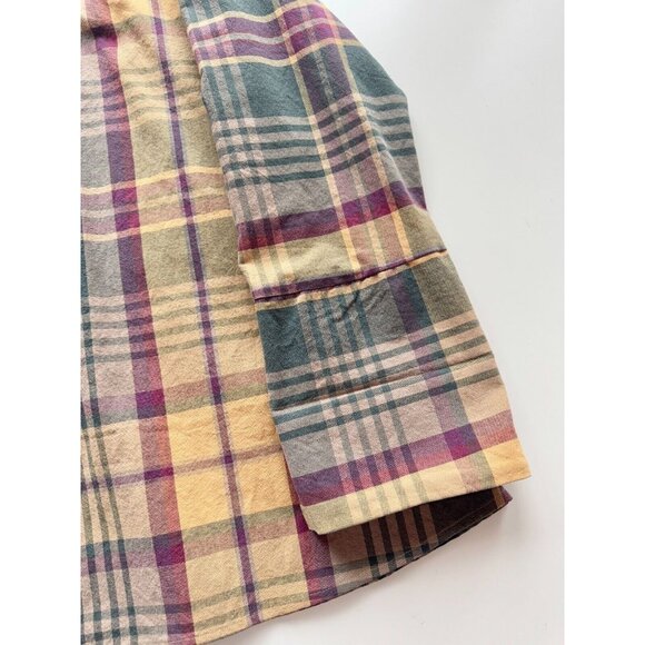 Vintage 00's Yellow Green Plaid Cotton Canvas Open Front Jacket, One Size - Picture 11 of 14